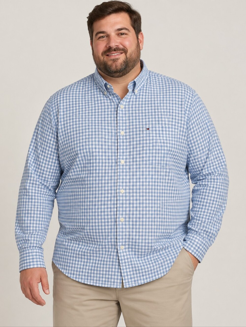 Tommy Hilfiger XXL Blue Gingham Button-Down Shirt Classic Fit